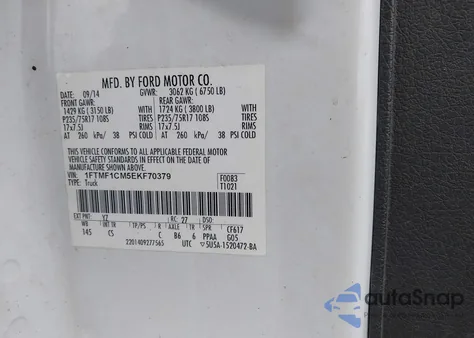 2014 Ford F-150 Xl z USA, uszkodzony, nr VIN 1FTMF1CM5EKF70379